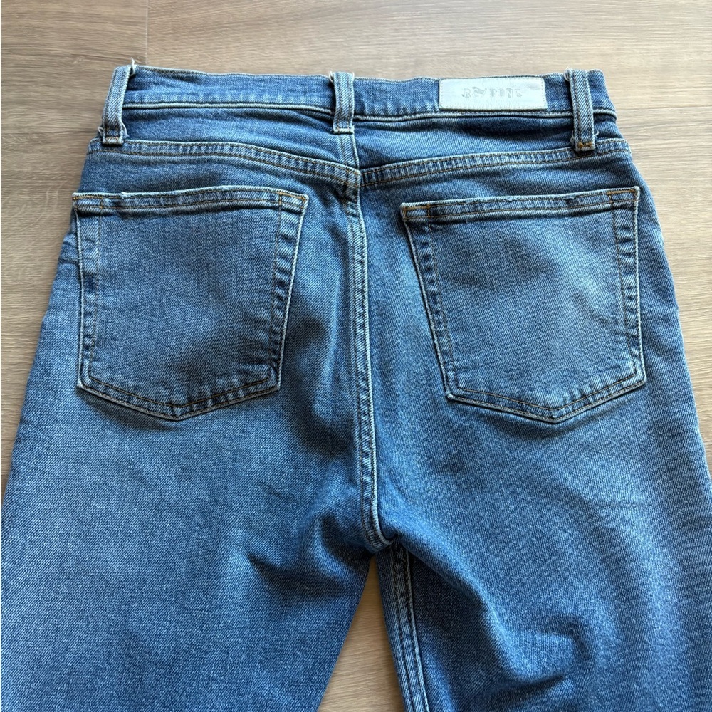 Re/Done Distressed Straight Leg Jean in Medium Wash- size 28 - Picture 3 of 9